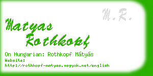 matyas rothkopf business card
